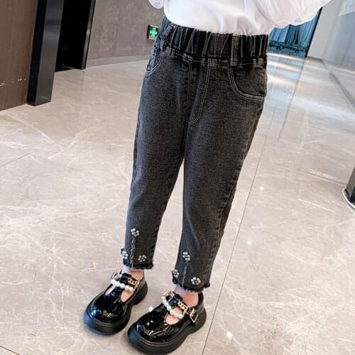 Jeans Girl Floral Pattern Girl Jeans Casual Style Trousers For Children Spring Autumn Childrens Clothes