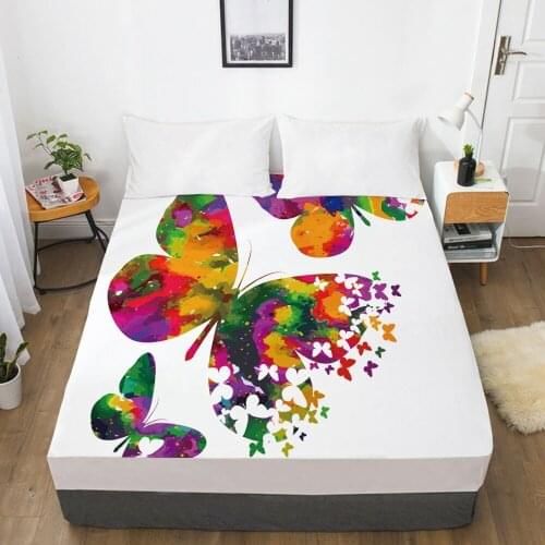 Elastic fitted sheet bed sheet With An Elastic Band 150x200/180/200/160x200 Mattress Cover Bed cover 1pc Butterfly CAMO