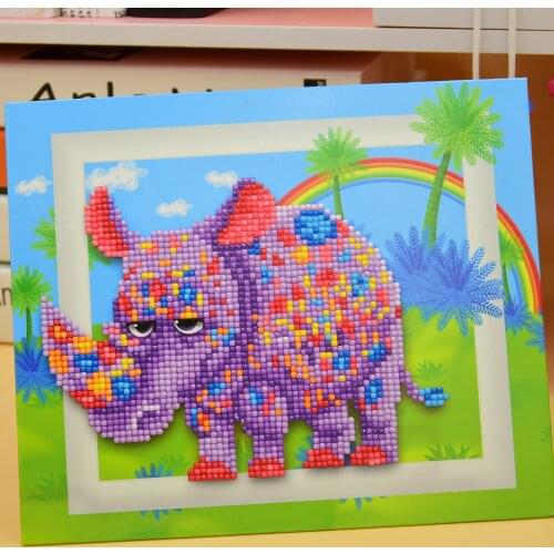 Frame 5D Diamond Painting Cartoon Horse Crystal Round Diamond Embroidery Cross Stitch Rhino Picture Of Rhinestones Kid Handcraft