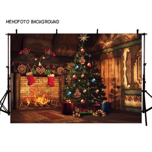 Photography Backdrops Christmas Background Fireplace Tree Winter Snow Window Interior Baby Birthday Background For Photo Studio