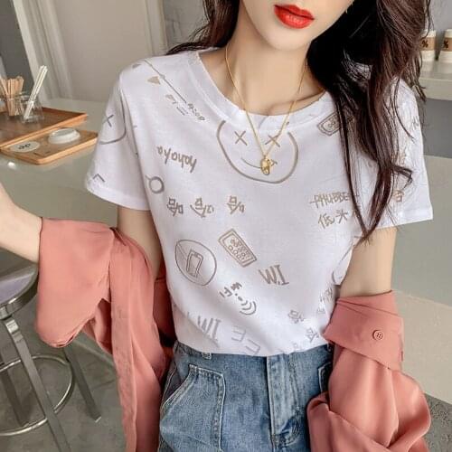 Fashion Loose O collar cotton Hollow out T-shirts women short sleeve summer Korean version Tees Trend Tops 2021 woman tshirts