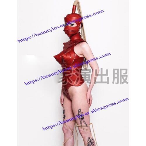 Cosplay Sexy women roman red armor Bar gogo costume party future technology female warrior helmet clothing