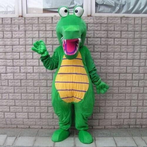 Green Crocodile Mascot Costume Suits Cosplay Party Game Dress Outfits Halloween Xmas Apparel Cartoon Character Birthday Clothes