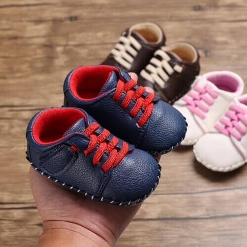 Baby Boy Girl Soft Sole Crib Shoes PU Leather Sneakers Prewalker Casual Sports Shoes 0-18M