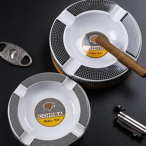Cohiba Round Cigar Ashtray for home KTV room club High end Bone China Ceramic Smoking Ashtray! Small/large 2 size optional