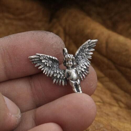 Cupid Pendant 925 Sterling Silver Charms Little Angel Small Pendant TA262 JP
