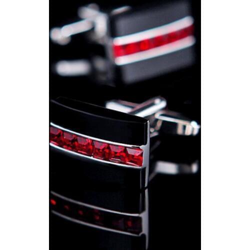 Mens French Cufflinks Wholesale Hot Sale High Quality Sleeve Nail New Red Rhinestone Square Shape Cufflinks Gift for Men
