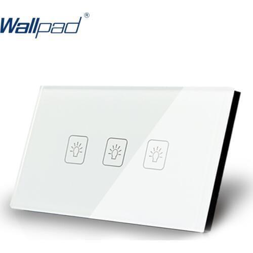 3 Gang 1 Way 118*72mm Wallpad White Glass Touch Wall Switch Panel, LED 110V-250V AU US Switching Power Supply , Free Shipping