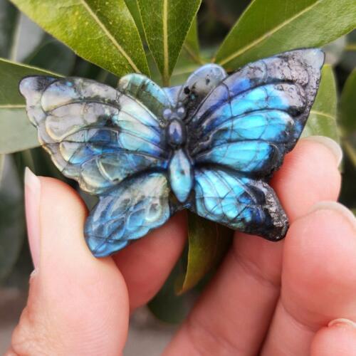 Natural labradorite crystal butterfly Blue light quartz gemstone butterfly Healing