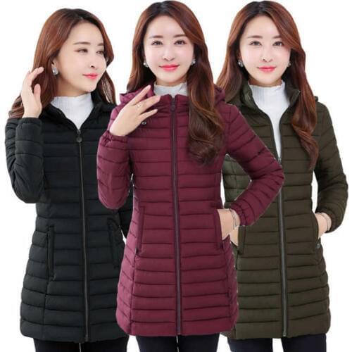 2018 New Autumn Winter Plus Size Hooded Parkas Coat Women Casual Slim Warm Cotton Jackets Fashion Work Wear Coats Outwear Mw457