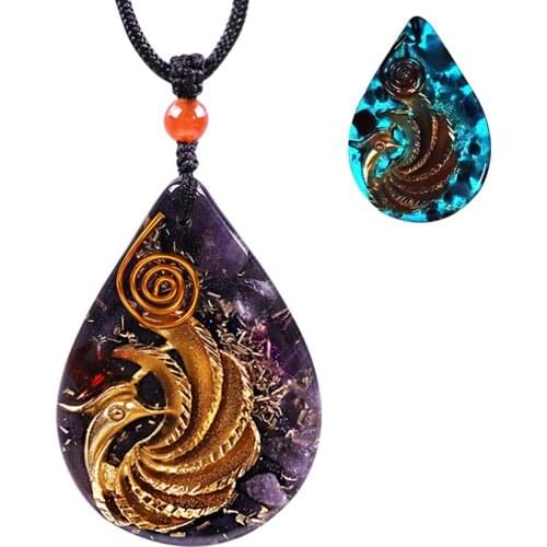 Phoenix Fire Bird Necklace Luminous Necklace Pendant reiki Jewelry Symbol of Eternity and Immortal with adjustable chain