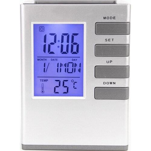 Calendar pen holder clock office student temperature time temperature gift pen holder clock