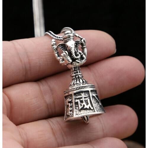 Wholesale S925 Sterling Silver Jewelry Retro Thai Silver Elephant God Words Creative Rattle Men And Women Pendant