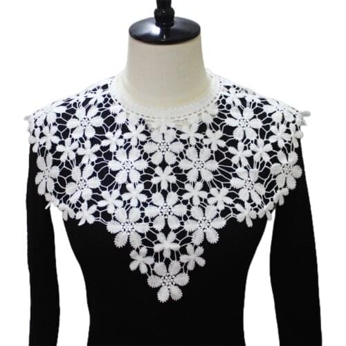 Luxury Embroidered Floral Lace Neckline Fake Collar Dress Shawl Applique Wedding Bridal Scarf Shrug Cape Sewing Patches