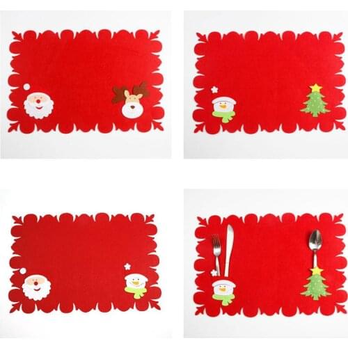 Santa Claus Christmas table mats and fork sets of dual-use non-woven fabric for Dining Room Decoration Xmas Gift Random pattern