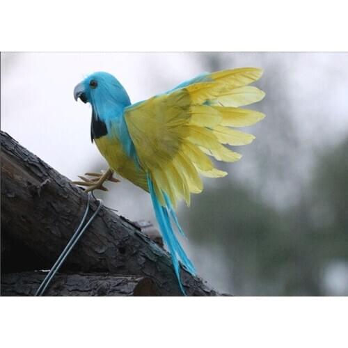 Cute simulation yellow&blue parrot model polyethylene & furs small wings bird gift about 20cm 0580