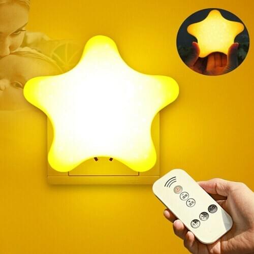 LED Night Light Wall US Plug Rechargeable Adjustable Children Kids Lamp With Remote Controller LED Nightlight Lamp White Warm