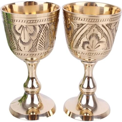 Pakistan Pure Brass Wine Glass Classical Wine Set Wine Cup Handmade Small Goblet Household Copper Wine Glass TB Sale