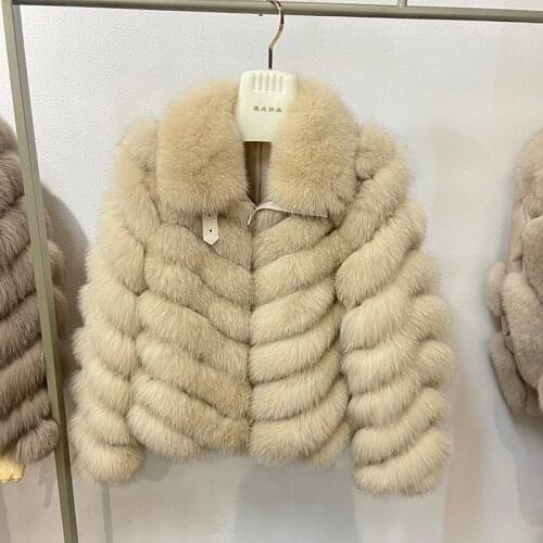 Women Winter Thick Warm Real Fox Fur Jacket Coat Fashion Warm Female Natural Fox Fur Coats With Collar Ladies Outwear