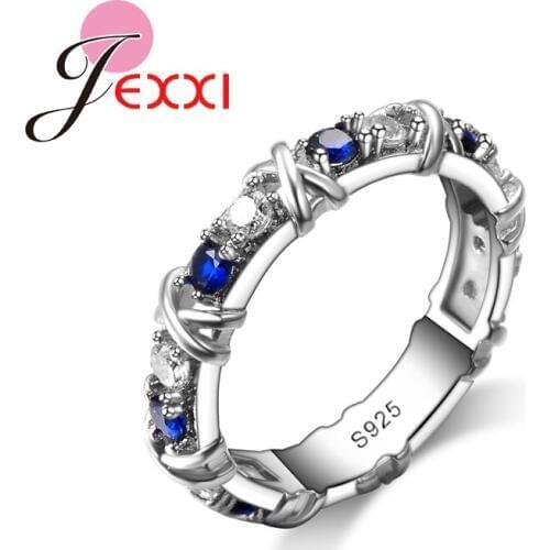 Luxury Unique Design Women Blue Round Cubic Zirconia Finger Rings 925 Sterling Silver Wedding Enagagemented Animal Rings