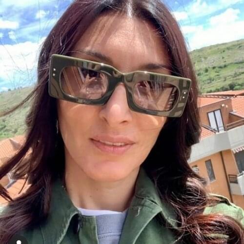 Rectangle acetate black frame womens sunglasses retro style grey lens 2021 fashion