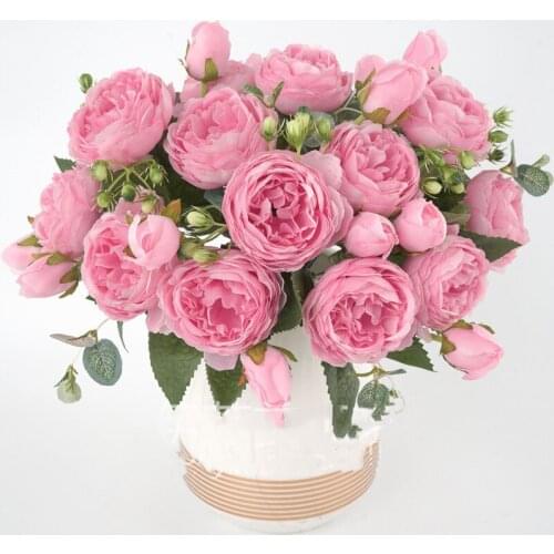 1 bundle Silk Peony bouquet home decoration accessories wedding Party scrapbook fake plants diy pompons artificial roses flowers