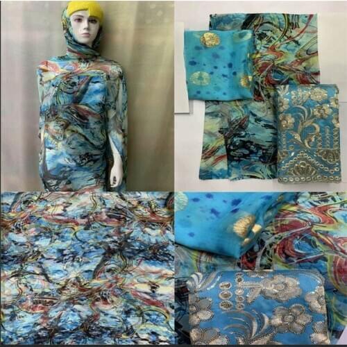2+3+2 Yards Soft Silk Fabric Fashion High Quality 100% Silk Printing Fabric Dress Cloth Material For Sewing Textile! LXF88121