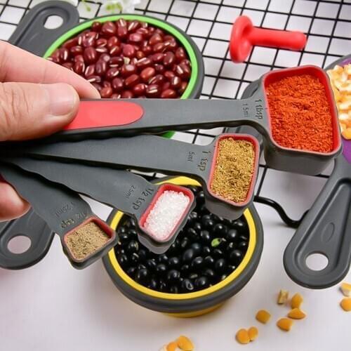 4Pcs Silicone Measuring Cup Measuring Spoon Scoop Baking Utensils Kitchen Storage Kitchen Measuring Tool