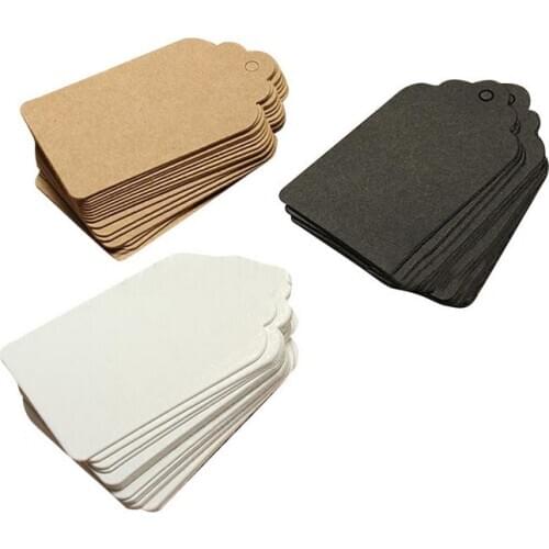 5*3CM Packaging Label 100pcs Brown Kraft / Black / White Paper Tags DIY Scallop Label Wedding Party Gift Decorating Tag