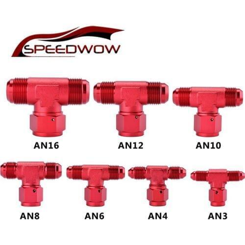 SPEEDWOW Engine Accessories Aluminum Alloy Swivel On Side Fitting Adapter Oil Cooler Adapter AN3 AN8 AN10 AN12 AN16 Red