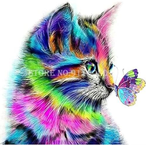 Diy Diamond Painting Full Square/Round Drill Cat Butterfly Picture By Number Embroidery Diamond Art Mosaic Gift Home Decoration