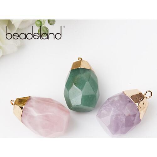 Beadsland Barrel Shape Natural Stone Pendant For DIY Necklace Woman Girl Gift 40391