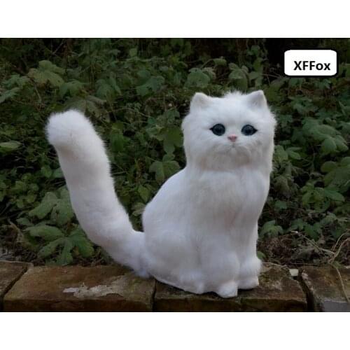 Big real life sitting cat model plastic&furs beautiful white cat doll gift about 31x20cm xf1432