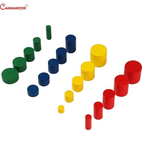 Home Mini Knobless Cylinder Montessori Wooden Colorful Teaching Educational Toys for Children House Kids Sensory Game