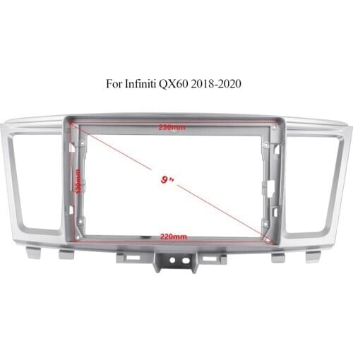 Double Din Sliver ABS Trim Fascia Frame For Infiniti QX60 2018-2020 Refit Car 9" Android Radio Navigation DVD Mounted Dashboard