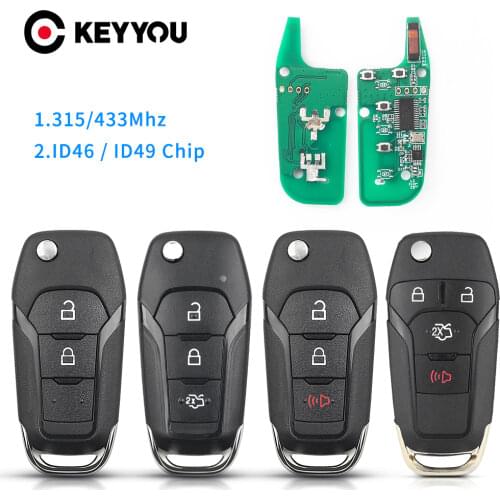 KEYYOU N5F-A08TAA / EB3T-15K601-BA / DS7T-15K601-B For Ford Ranger F150 2013 - 2018 ID49 Chip Flip Remote Car Key 315/433MHz