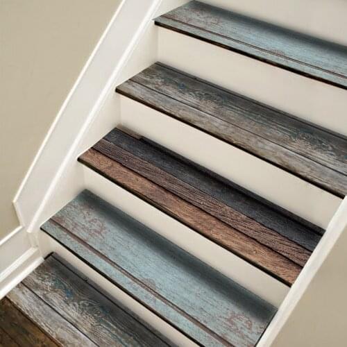 Funlife® 18x100cmx7pcs 24 Style Stair Sticker Waterproof Self-adhesive PVC Staircase Sticker for Bathroom Kitchen Stairway Decor