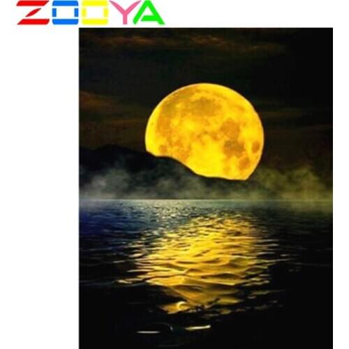 Zooya 5D Diy Diamond Painting Full Diamond Diamond Painting Set Night Scene Moon Diamond Cross Stitch Mosaic Decoration Sp475