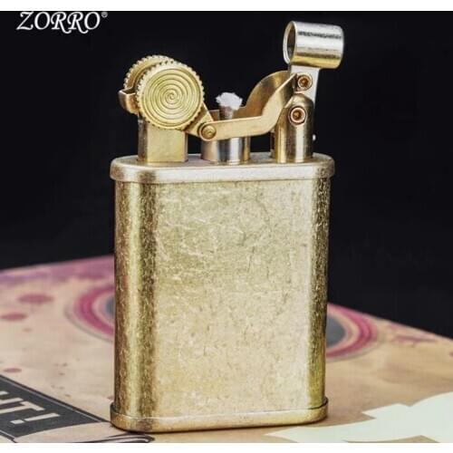ZORRO Retro Brass mechanical Automatic ejection switch kerosene lighter gasoline oil lighter -5.7cm 72g