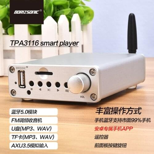 TPA3116 2.0 class D mini digital power amplifier with bluetooth 5.0 smart APP U disk SD card FM radio maximum output power 50W*2