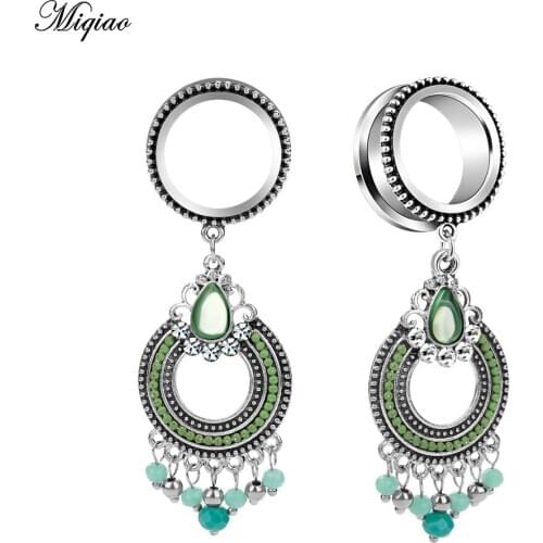 Miqiao 1 piece Stainless steel tassel pendant metal ear expansion ear pinion piercing jewelry Ear Plugs and Tunnels