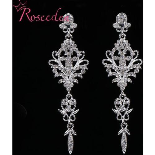 Fashion Bride wedding earrings inlay shinning rhinestone big drop earrings bridesmaid girls ladies evening party jewelry RE812