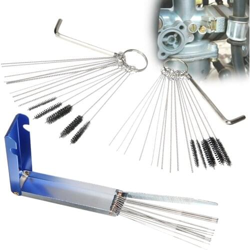 1SET Motorcycle Carburetor Cleaner Kit Carb Dirt Clean Tool With Needle Wires Cleaning Brush Auto Replacment Accessories