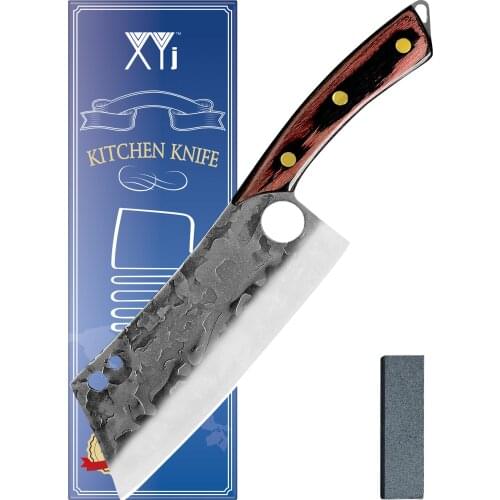 XYJ Full Tang 7.5 Inch Chef Knives Stainless Steel Vegetable Meat Slice Knife With Whetstone Meat Veggies Outdoor Cooking Cutter