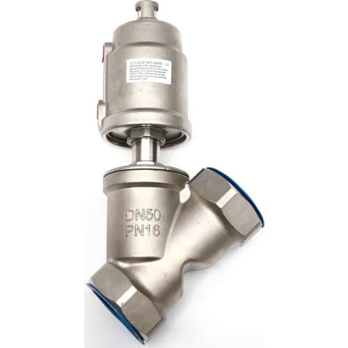 2" Angle Pneumatic Seat Valve Stainless Steel High Pressure Normally Closed For Steam Oil Gas