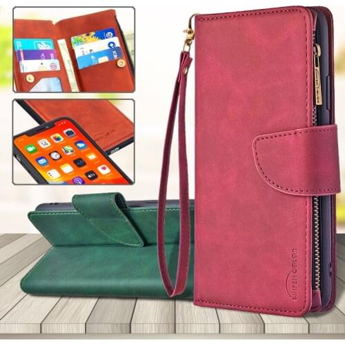 For Huawei Nova 6 Se 6.4in Luxury Flip Lanyard Zipper Leather Wallet Bag Detachable Magnetic Cover Card Holder Stand Phone Case