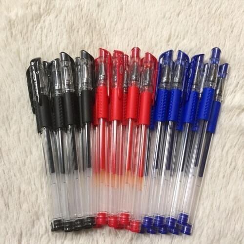 2Pcs Stationery Standard Ink Gel Pen School Supplies Red Blue Black Gel Pen Neutral Pen 0.5mm Handle School Writing Carbon Pen
