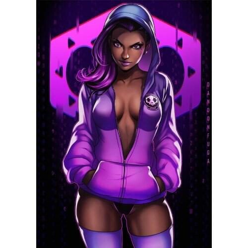 Sexy Women Overwatch Sombra Canvas Paintings Custom Print Japanese Anime Video Game Movie Posters Wall Art Pictures for Room