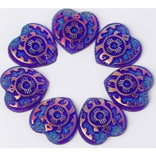 Taidian flatback resin Heart Turtle Rhinestone Cabochon For Beaded Earring 25MM 20 Pieces/bag