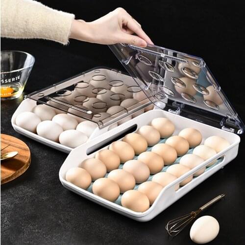 Creative Automatic Rolling Egg Box Kitchen Refrigerator Egg Storage Box Household Transparent Drawer Egg Tray